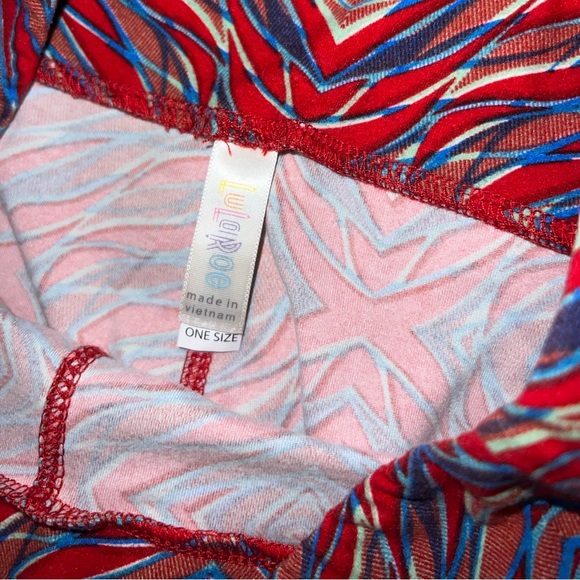 LulaRoe Red & Blue Leggings size One Size Fits All (OS) - Picture 6 of 7